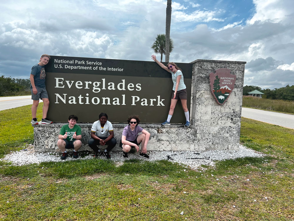 Oak Meadow middle school students exploring the Biodiversity of Everglades Ecosystems